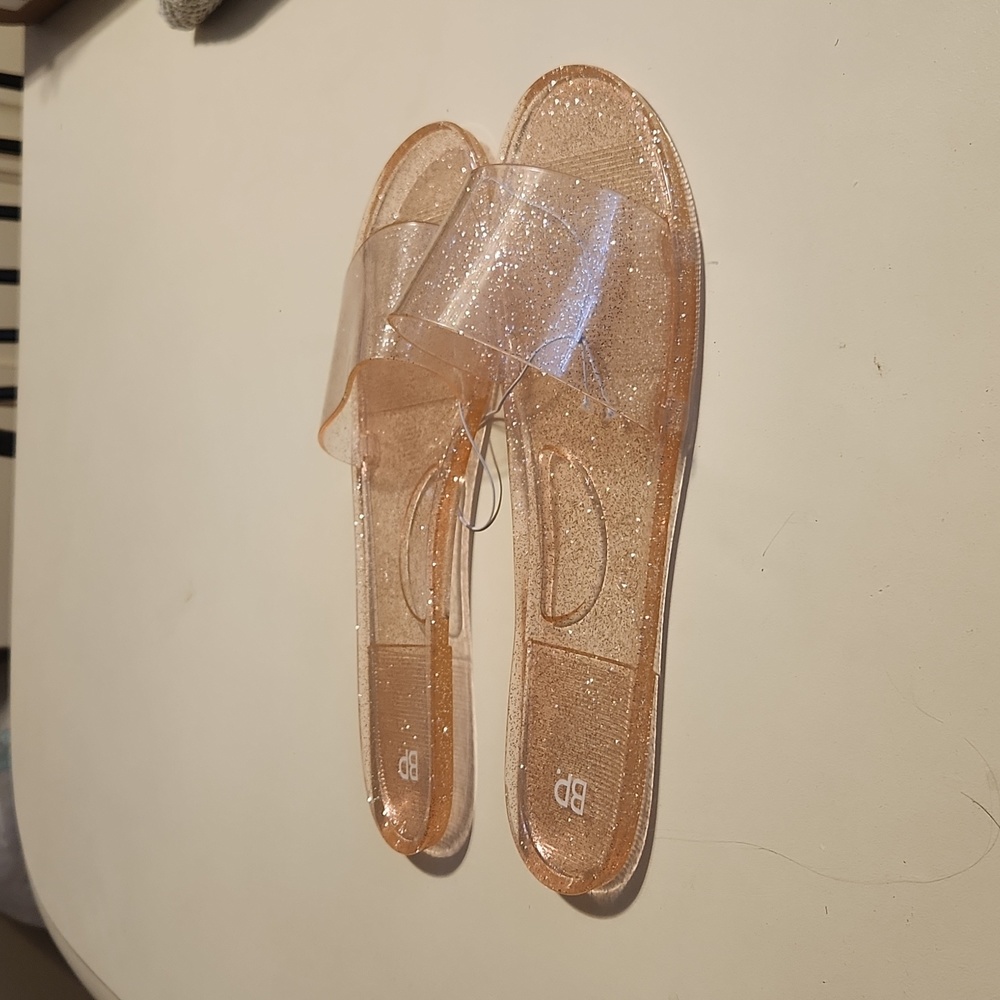 New BP Light Pink Sparkle/Glitter Slides Size XL 11/12